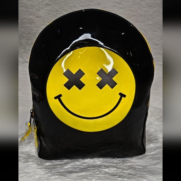 Smiley Face Black/Yellow Backpack - Picture 1 of 7